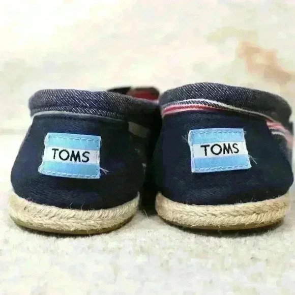 TOMS Alpargata Striped Slip On Espadrille Flat Raffia Sole Shoes Women Size 7.5 - Picture 6 of 11